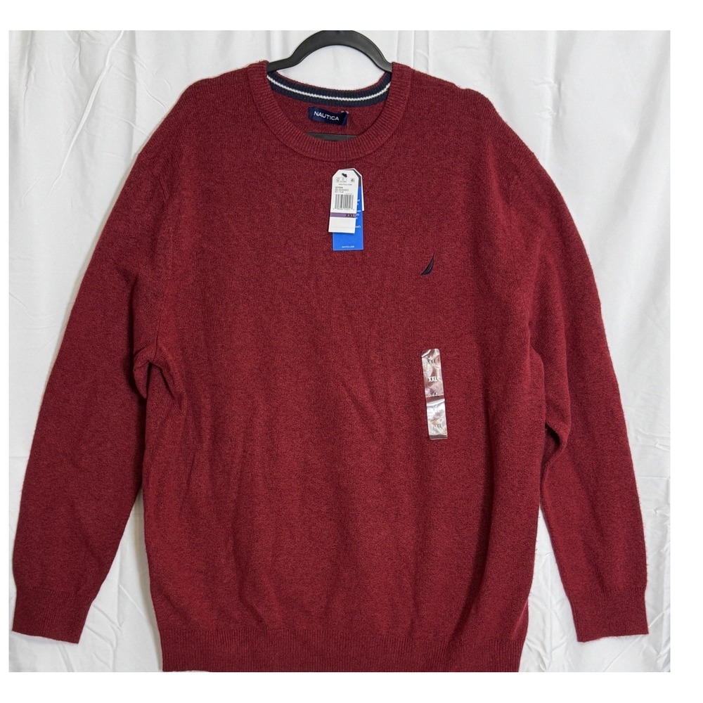Nautica Mens Red‎ Marled Knit Crewneck Sweater XXL
